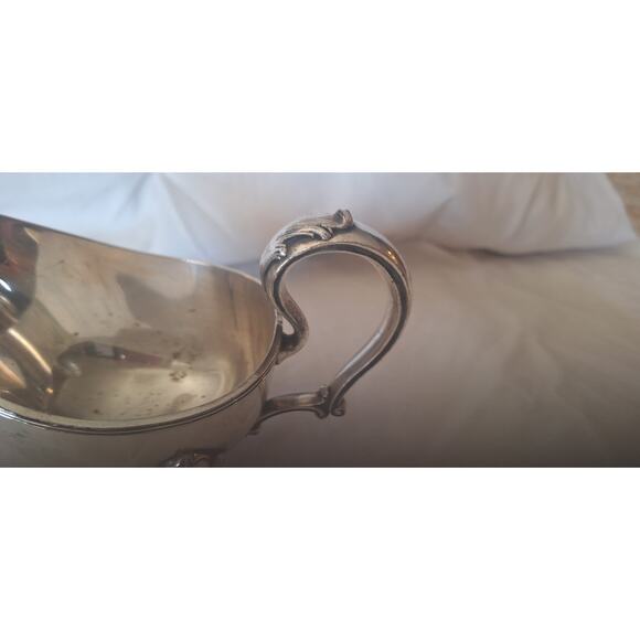 Vintage Silverplate Gravy Boat B.S.C.E.P N.S. 5433 Hallmarked Ornate Handle Feet - Picture 3 of 10